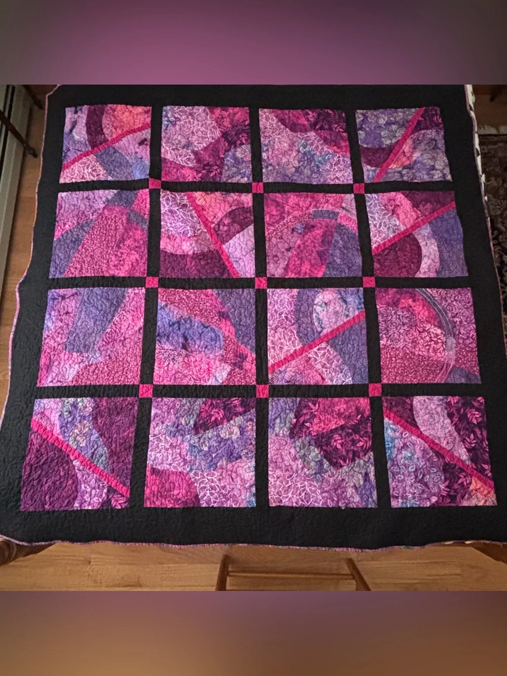 Handmade Batik Patchwork Throw Quilt Purples Size 55